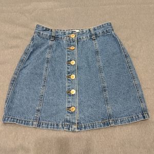 Forever 21 Button Front Jean Skirt High Waisted S
